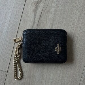 Coach Black Leather Zip Card Case